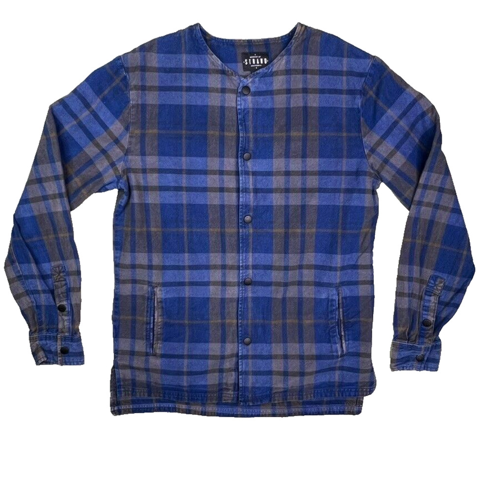 Product of Strand California Snap Front‎ Flannel Shirt Women Size M Blue Heavy